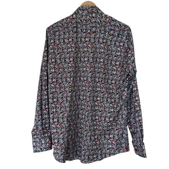 7 Downie St. Men’s Geometric Print Long Sleeve Button Down Flip Cuff Shirt - Picture 2 of 13